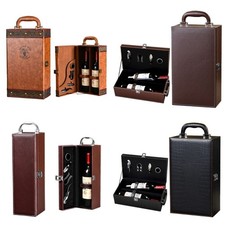 PU Leather Wine Gift Box with 4 Accessories Set Red Wine Storage Box Gifts
