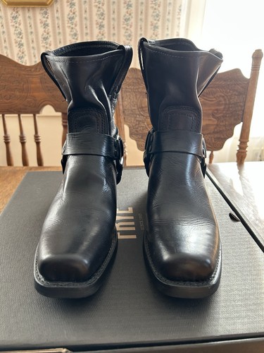 FRYE HARNESS 8R USA MADE BLACK LEATHER BOOTS WOMEN’S 10M - Picture 3 of 13