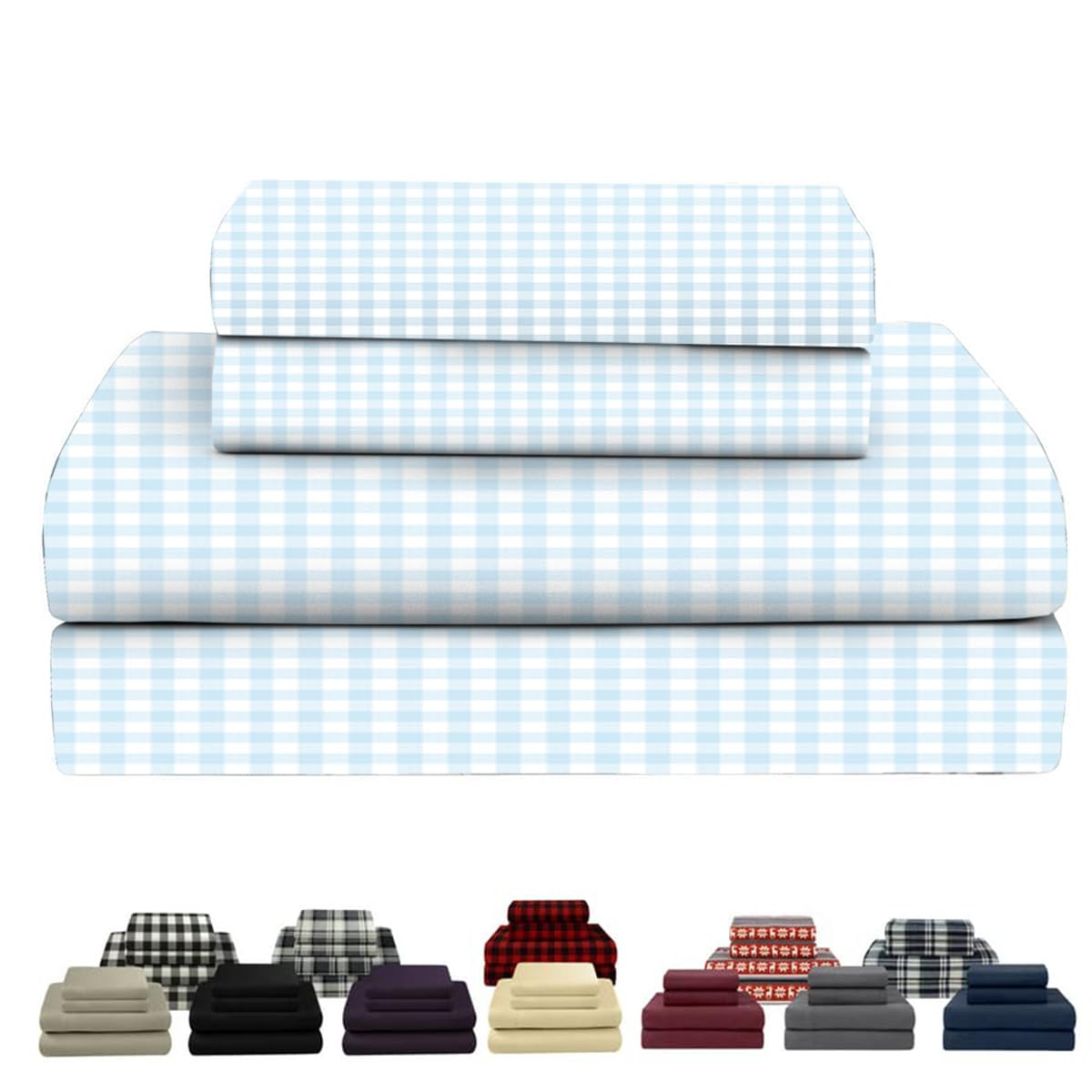 - 100% Cotton Double Brushed Flannel Sheet Set - 170 GSM Heavyweight, Deep Po...