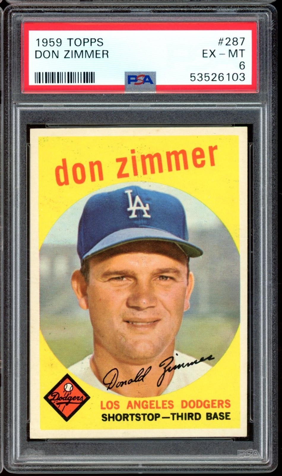 1959 Topps Baseball #287 Don Zimmer PSA 6
