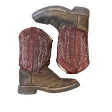 Smoky Mountain Boots Kids Brown Burgundy Leather Western Cowboy Boots 13.0 D
