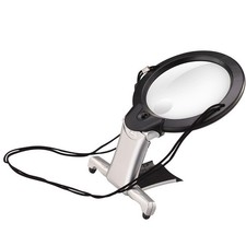 2X/6X Magnifying Glass Hand-Held Reading Magnifier Loupe With 2 LED Lamp Tools