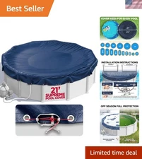 Effortless Installation Navy Blue 21 ft Pool Cover - Superior Winter Protection