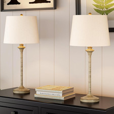 Farmhouse Set of 2 Buffet Table Lamps for Living Room  Bedroom Decor