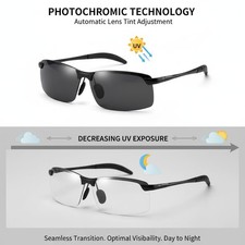White Polarized Photochromic Sports Sunglasses UV400 Black White Frame