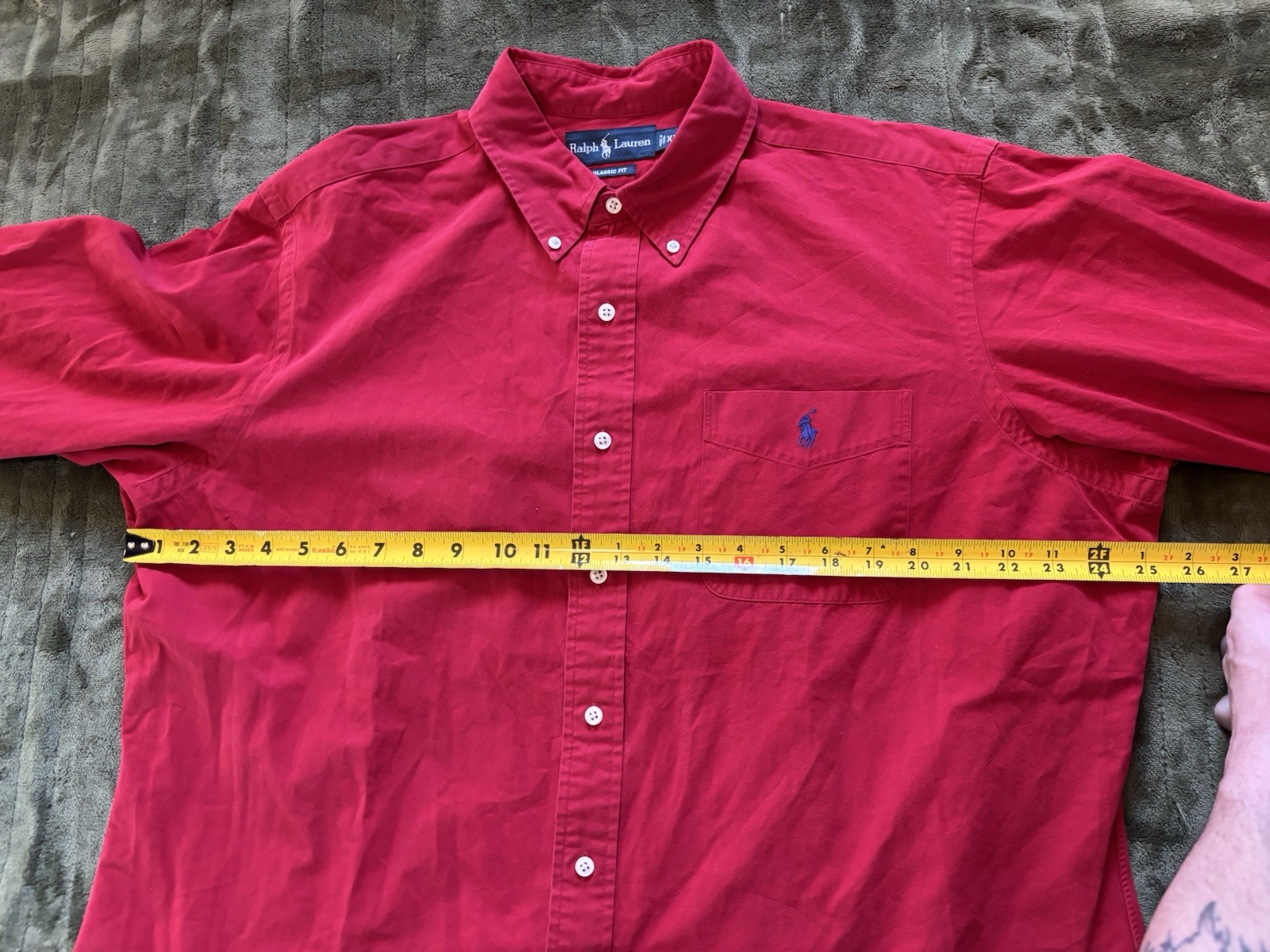 Polo Ralph Lauren Button Down Shirt Mens XL Red Blue Pony Logo Classic Fit thumbnail 9