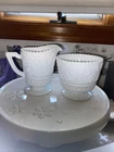 Duncan & Miller Sandwich Milk Glass (Stem 41) Open Sugar & Creamer