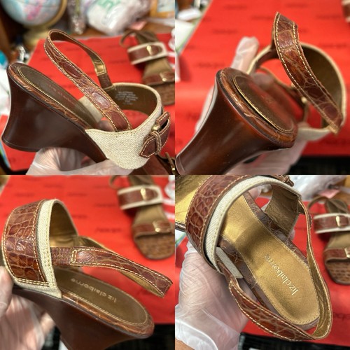 Liz Claiborne Leather Upper Brown Snakeskin Style Sandals Size 9.5 - "Alice" - Picture 10 of 22