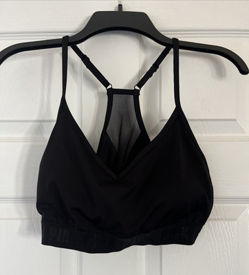 VICTORIA'S SECRET PINK ACTIVE ULTIMATE LIGHTLY LINED BLACK SPORTS BRA - XL