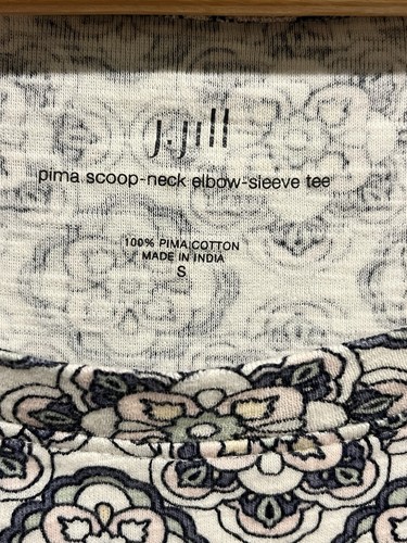 Camiseta J.Jill Pima Cuello Redondo Manga Codo Geométrica Talla Pequeña 100% Algodón Pima - Imagen 3 de 10