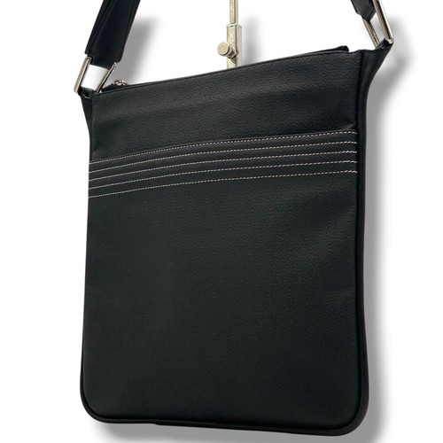LOEWE Leather PVC Repeat Anagram Embossed Shoulder Bag Black Silver from Japan