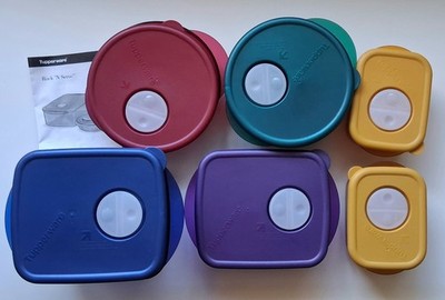 Tupperware Rock 'N Serve Set of 12 Jewel Tone Microwave Freeze 6.25 2 Cups NEW