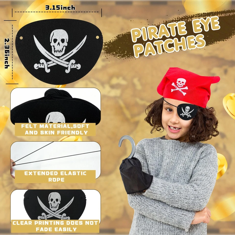 Juego de 24 Parches y Telescopios para Ojos de Pirata de Halloween para Niños, Plástico Pir... Foto 2 de 4
