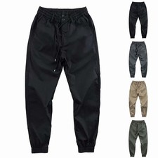 Retro Cargo Pants for Men Slim Fit Polyester Breathable Sports Long Trousers