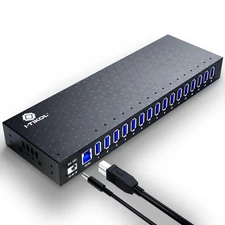 USB 3 0 Hub - 16 Ports Powered USB Hub - Desktop USB Expander Hub - up to 5Gb...