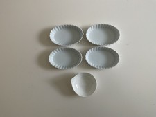 Crate & Barrel Set of Four White Oval Ceramic Creme Brûlée Custard Dishes
