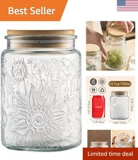 Vintage Glass Jar with Lid, 23.7oz Airtight Glass Storage Canister Glass Food...