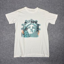 Vintage New York Statue of Liberty T Shirt White Graphic Tee Large Made in USA