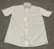 Collars  Co Men  s S White Blue Graph Plaid Dress Collar Button Shirt NWT