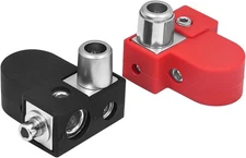 BTO Solid Brass Positive Negative Battery Terminals with Adaptor Collars,