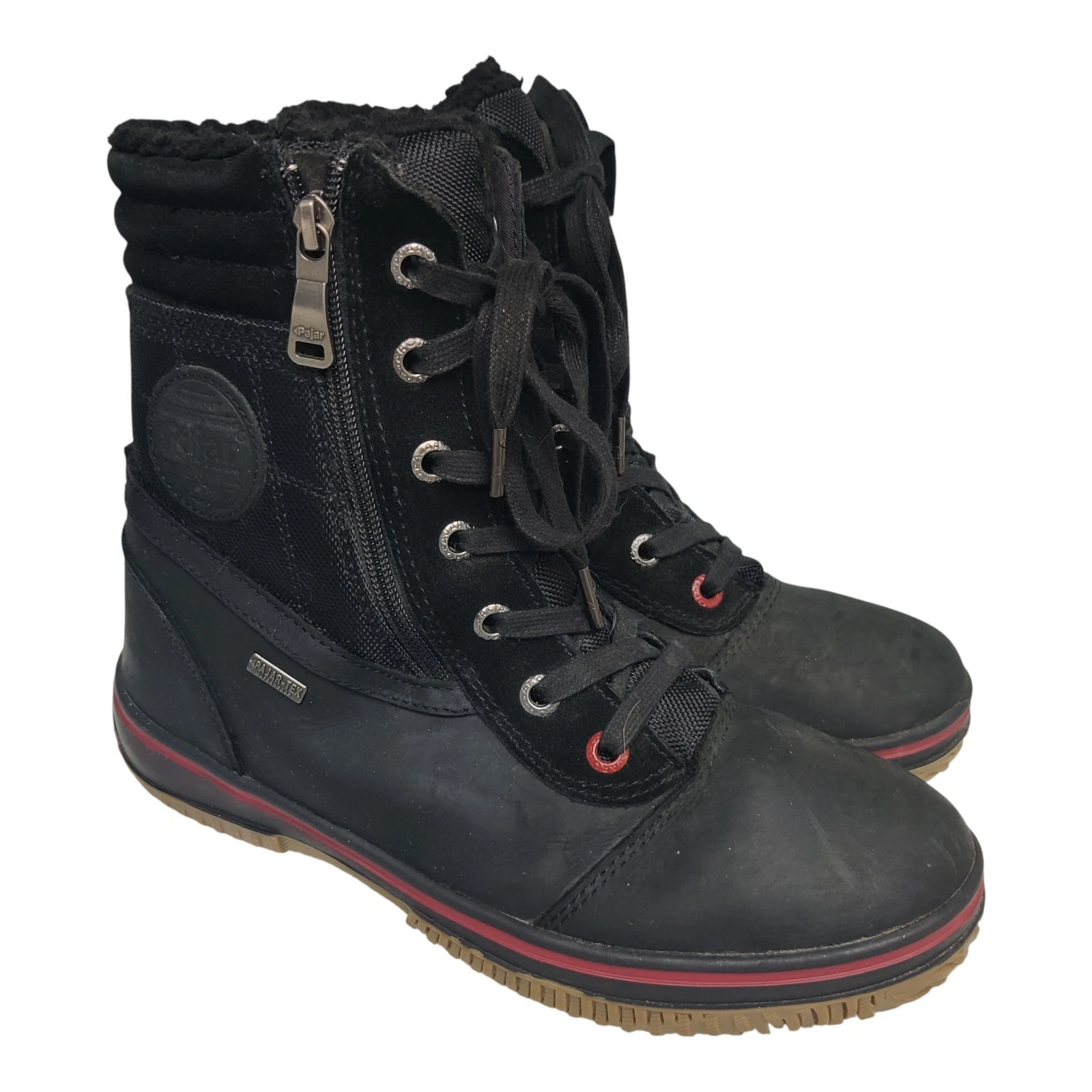 Pajar Trooper Winter Snow Boots Mens US 8 Black Leather Waterproof Lace Up