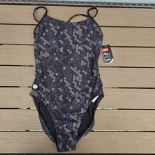 TYR Women Durafast Elite Carbon Hex Cutoutfit One Piece Swim Sz 34 New