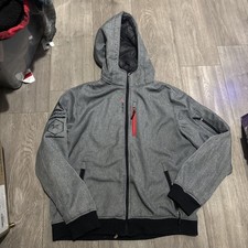 Reebok Hoodie Mens L Grey Long Sleeve Full Zip Sweatshirt Fleece Lined