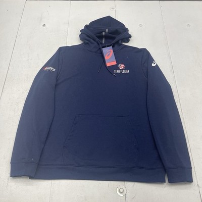 ASICS Blue French Terry Bakers Team Florida Pullover Hoodie Mens Size XL New