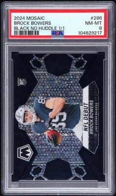 2024 Panini Mosaic #286 BROCK BOWERS Black Disco No Huddle RC 1/1 PSA 8