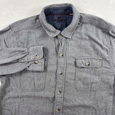 Woolrich Flannel Button Up Shirt Men  s Sz XL 100 Cotton Slate Blue Pilled