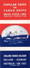 1950s United States Lines "Popular Trips on Cargo Ships" Fleet Brochure w/ Plans
