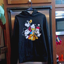Disney Mickey Friends Black Hoodie Size L