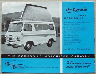 AUSTIN J4 DORMOBILE MOTORISED CARAVAN Sales Brochure c1965 #90/BP. ADC. 263 5M