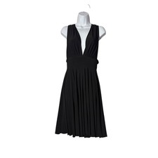 White House Black Market WHBM Convertible Black V-Neck Flowy Dress Womens 4