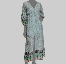 $550 Alice + Olivia Women's Blue Silk Floral Arlinda Button Maxi Dress Size 0