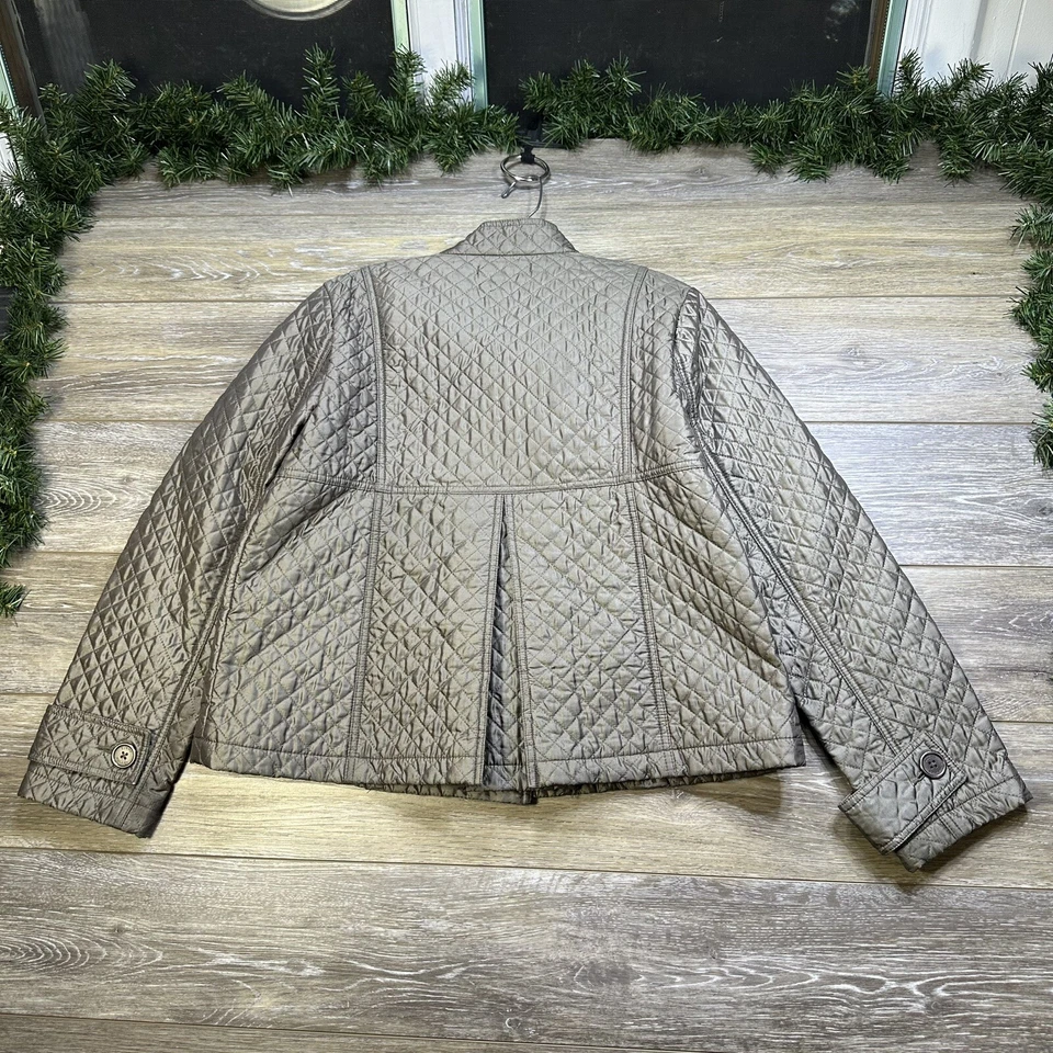 Abrigo Elena Solana Talla Grande Mujer Marrón Guisante Abrigo Chaqueta Acolchado Cálido Foto 3 de 4