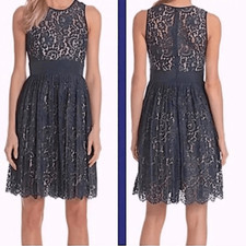 Eliza J royal collection romantic goth Y2K sleeveless formal navy lace Dress 14