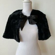 Toby N.Y.C. Faux Fur Girls Cape Wrap Black Evening Dressy Party Junior XS