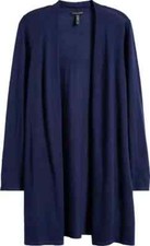 NEW Eileen Fisher Ultra Fine Merino Straight Long Cardigan Midnight S S7880