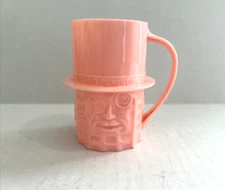 VINTAGE MR PEANUT PLANTERS PEANUTS 4" ADVERTISING PINK PLASTIC CUP MADE IN USA