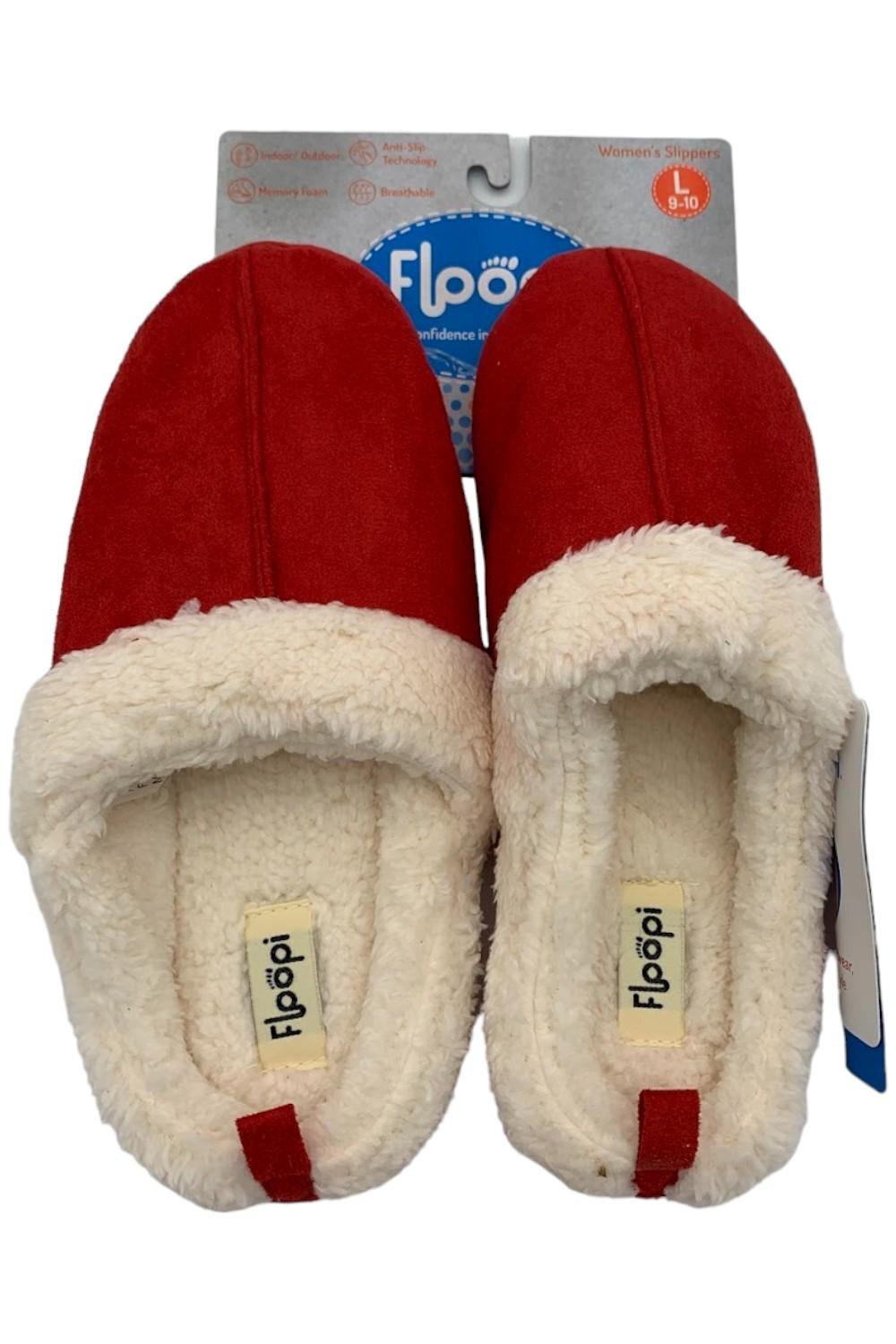Floopi Womens Selene Faux Suede with Aztec Trim Clog Slipper Red 3490₽