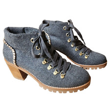 Jack Rogers Boots Shoes Gray Gold Brown Flann...