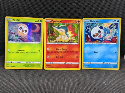 ROWLET OSHAWOTT CYNDAQUIL SWSH220 221 222 Holo Promo Pokemon Cards