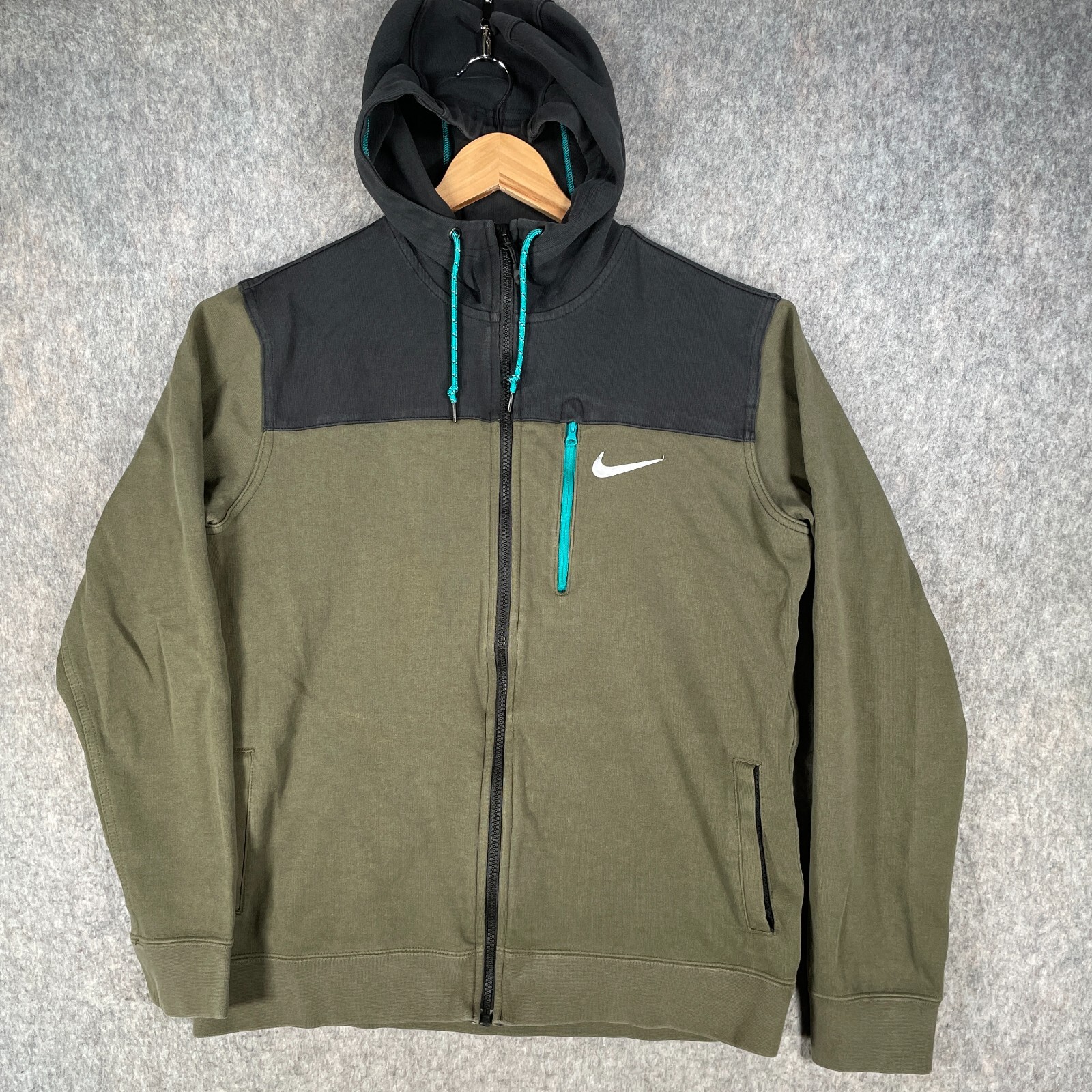 SACAI X NIKE Nike Felpa con Cappuccio Uomo Grande Verde Nero Logo Swoosh Casual Giacca Palestra Casual Top