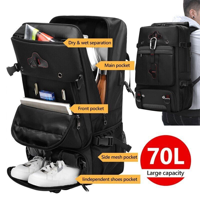 70L Travel Backpack for Men - Outdoor Camping Hiking Laptop Shoulder Bag-image