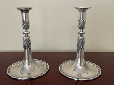 【Gottlieb Kurz】銀製燭台セット 766g) Antique 800 SIlver Judaica Shabbat pair of Candlesticks