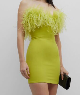 feather trim bodycon dress $795 New Arrivals Women's Green Feather-Trim Strapless Size 40 Size:Custom Size(leave your measurements in the note list) Red (varies by retailer) ST1096 Azazie A-Line/Princess Square Neck
