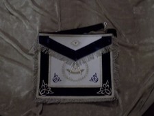 Past Master Masonic Apron Silver Bullion w/out Square Satin Pocket Wreath NEW!