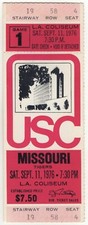 1976 USC TROJANS vs MISSOURI TIGERS ticket JOHN ROBINSON Charles White debut 1st