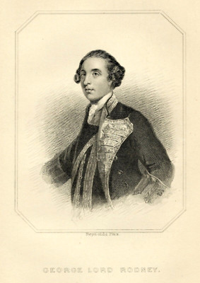 Antique Engraving / Print Portrait of Admiral George Lord (Brydges) Rodney